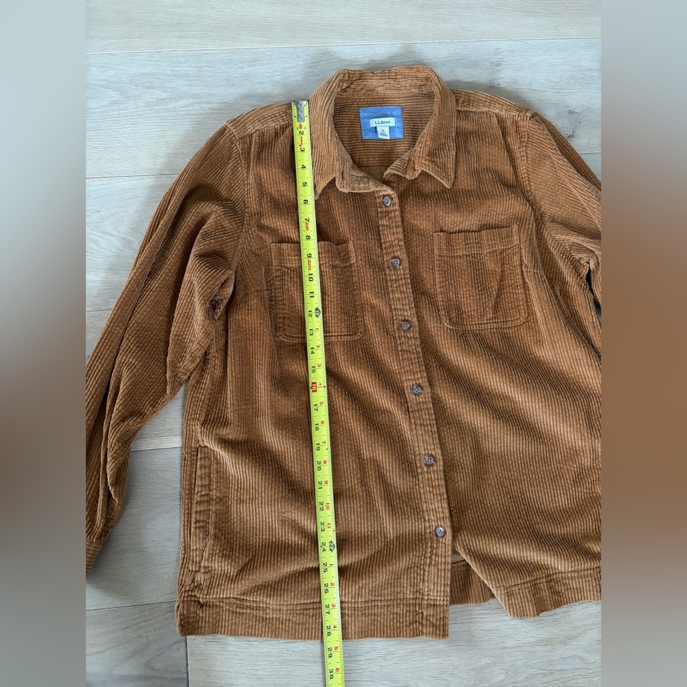 LL Bean Comfort Corduroy Relaxed Shirt Cozy Saddle 100% Cotton Brown - Size 1X - Picture 5 of 7